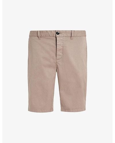 AllSaints Troy Elasticated-waist Slim-fit Stretch Organic-cotton Shorts - Natural