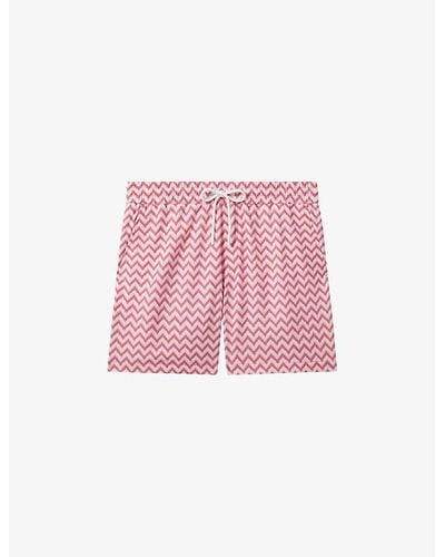 Reiss Cable Zig-zag Regular-fit Stretch Recycled-polyester Swim Shorts - Pink
