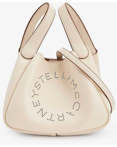 Stella McCartney Logo-embellished Faux-leather Shoulder Bag - Natural