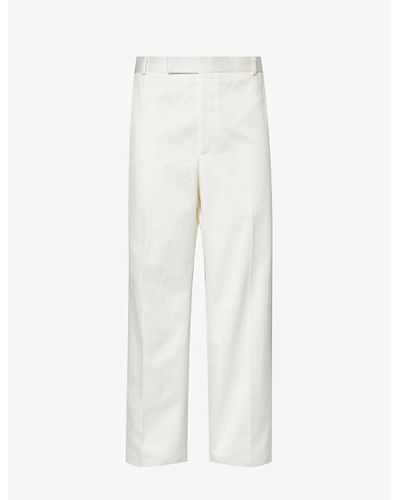 Thom Browne Brand-tab Straight-leg Low-rise Cotton-twill Pants - White