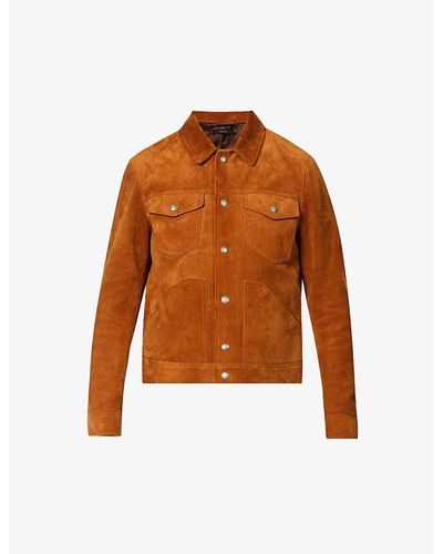 Tom Ford Western Paneled Spread-collar Suede Jacket - Brown