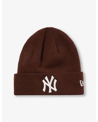 KTZ New York Yankees Brand-embroidered Knitted Beanie - Brown