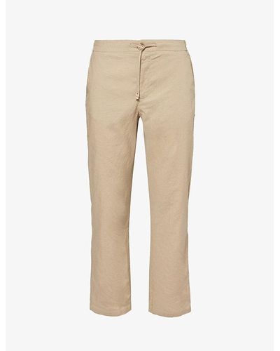 Frescobol Carioca Mendes Tapered-leg Stretch-linen And Cotton-blend Pants - Natural