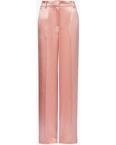 Magda Butrym Pressed-crease Relaxed-fit Wide-leg High-rise Stretch-silk Trousers - Pink