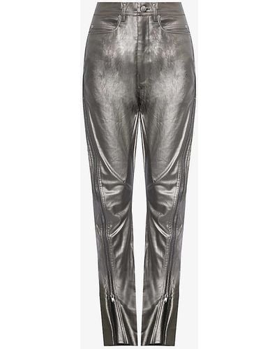 Rick Owens Zip-embellished Coated Stretch-denim Jeans - Grey