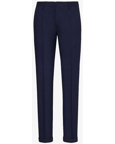 Paul Smith Brushed-texture Slim-fit Stretch-cotton Trousers - Blue