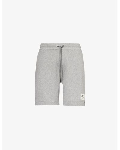 Moncler Logo-embroidered Relaxed-fit Cotton-blend Shorts - Grey