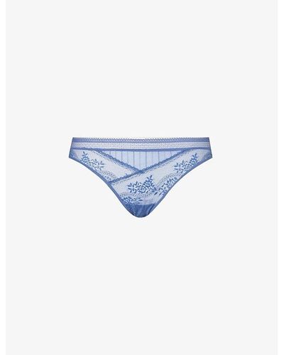 Passionata Maddie Floral Stretch-lace Thong - Blue