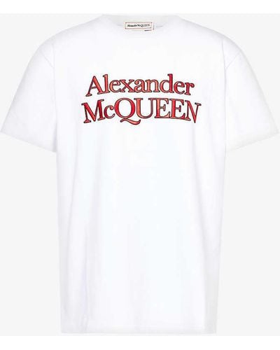 Alexander McQueen Logo-print Crewneck Cotton-jersey T-shirt X - White