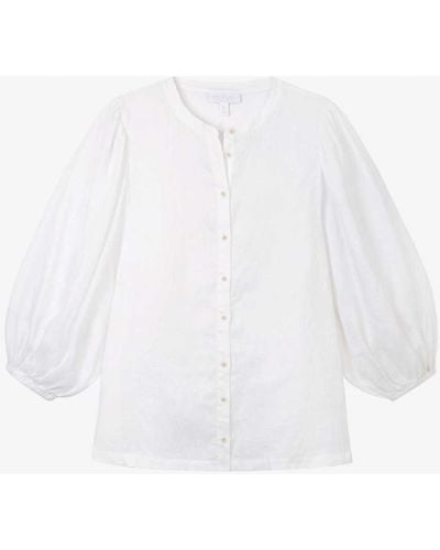 The White Company The Company Relaxed-fit Puff-sleeve Linen Shirt - White