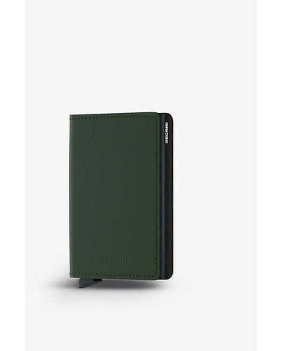 Secrid Slimwallet Matte Leather And Aluminium Cardholder - Green