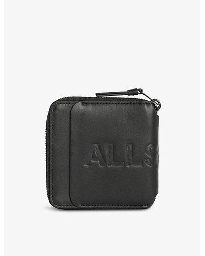 AllSaints Clymer Embossed-logo Leather Wallet - Black