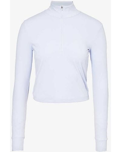 Vuori Studio Half-zip Long-sleeve Stretch-recycled Polyester Top - White