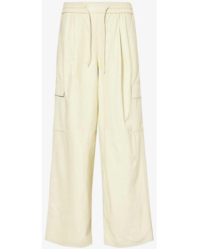 Yves Salomon Wide-leg Relaxed-fit High-rise Leather Trousers - White