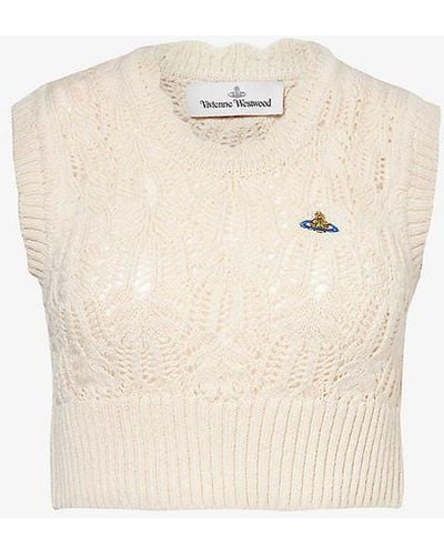 Vivienne Westwood Samantha Logo-embroidered Wool Top - White