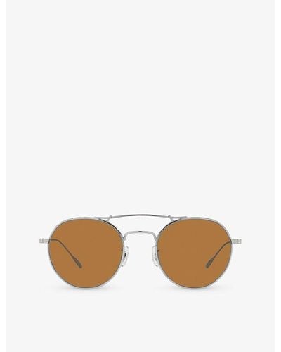 Oliver Peoples Ov1309st Reymont Round-frame Titanium Sunglasses - White