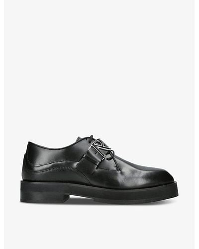 Represent Buckle-embellished Leather Derby Shoes - Black