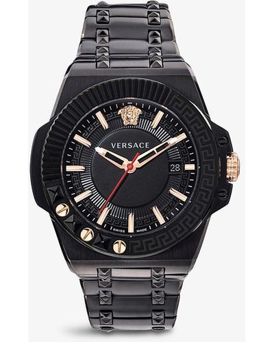 Versace Vedy00719 Chain Reaction Stainless-steel And Pvd Quartz Watch - Black