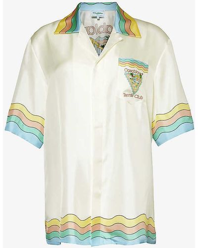 Casablancabrand Graphic-print Short-sleeve Silk Shirt - Multicolour