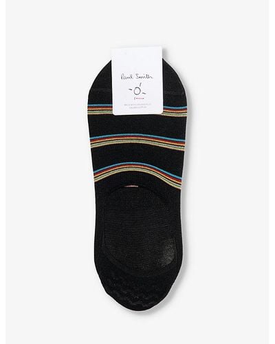 Paul Smith Striped Organic Cotton-blend Socks - Black
