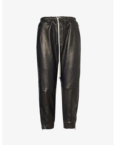 Rick Owens Tapered-leg High-rise Leather Pants - Black