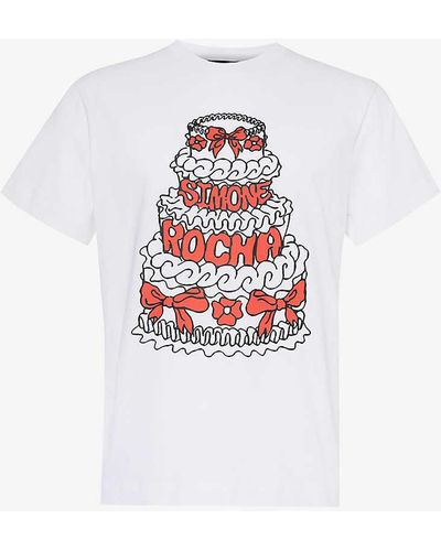 Simone Rocha Graphic-print Crewneck Cotton-jersey T-shirt - White