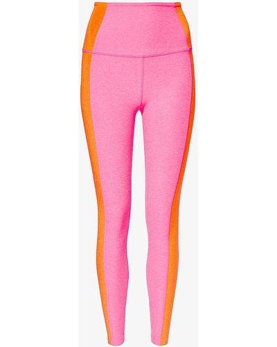 Beyond Yoga Spacedye Tapered-leg High-rise Stretch-woven legging - Pink