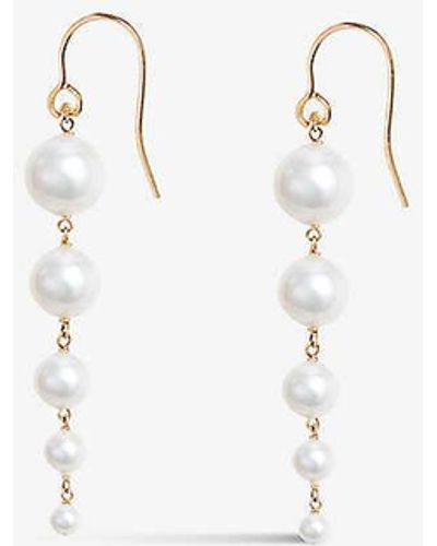The Alkemistry Poppy Finch Gradual 14ct Yellow-gold And Pearl Drop Earrings - White