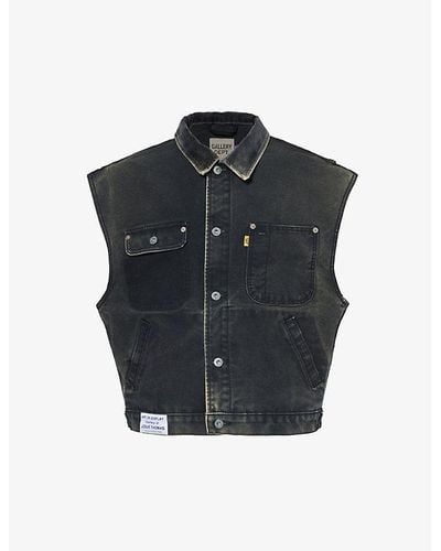 GALLERY DEPT. Logan Brand-patch Boxy-fit Denim Vest - Black