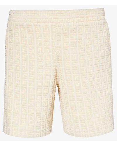 Givenchy 4g Terry-textured Cotton-blend Jersey Shorts - Natural