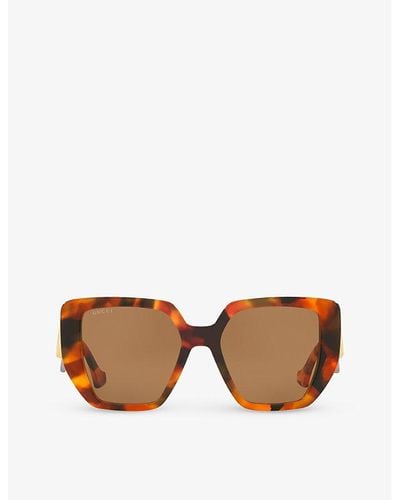 Gucci Gc001595 gg0956s Rectangle-frame Acetate Sunglasses - Brown