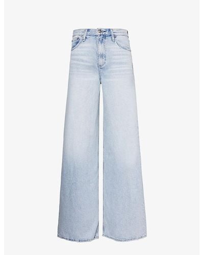 Rag & Bone Sofie Wide-leg High-rise Denim-blend Jeans - Blue