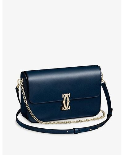 Cartier C De Small Leather Shoulder Bag - Blue