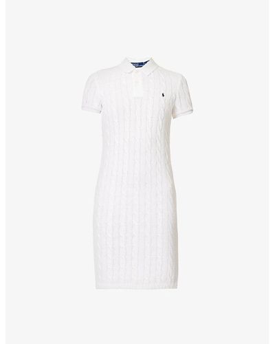 Polo Ralph Lauren Logo-embroidered Cotton-knit Mini Dress - White