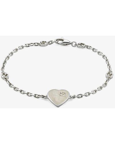 Gucci Mother-of-pearl-effect Heart Interlocking-g Sterling- Bracelet - Natural