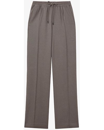 Reiss Sunnie Elasticated-drawstring Wide-leg Mid-rise Woven Trousers 1 - Grey