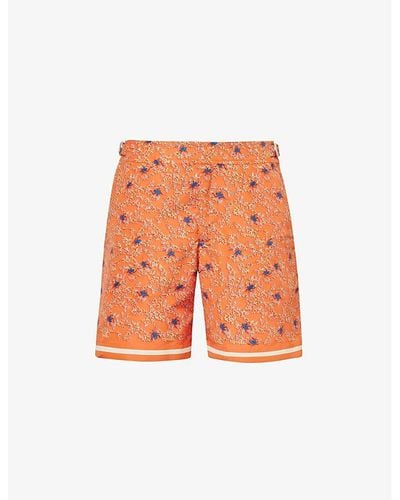 Orlebar Brown Bulldog Graphic-print Swim Shorts - Orange