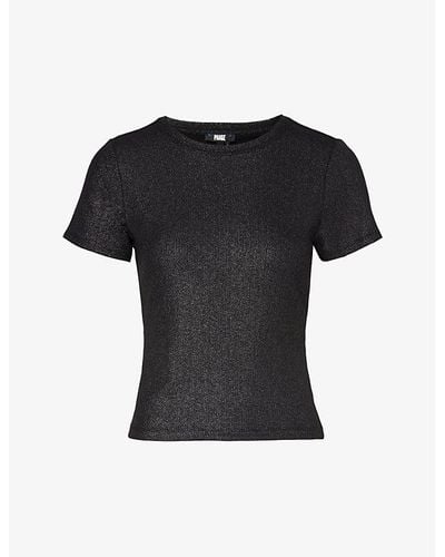 PAIGE Lor Metallic Slim-fit Woven T-shirt - Black