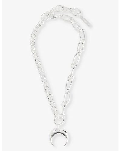 Marine Serre Crescent-moon -tone Brass Pendant Necklace - White