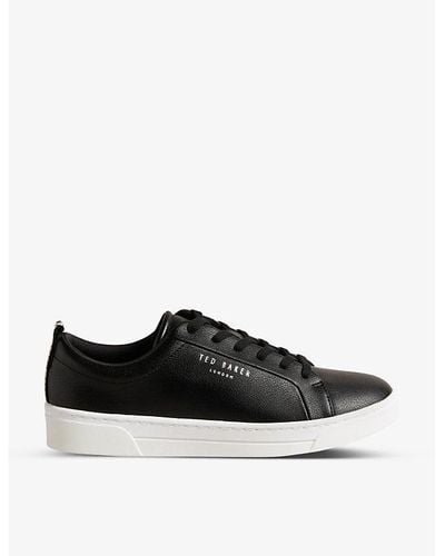 Ted Baker Artioli Logo-print Faux-leather Low-top Sneakers - Black