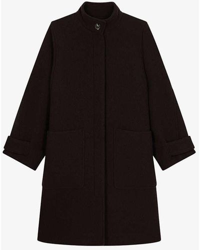 Soeur Villanova High-neck Relaxed-fit Wool-blend Coat - Black
