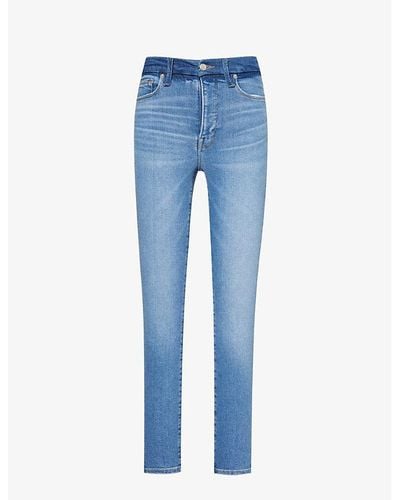 GOOD AMERICAN Good Waist Contrast-stitch Slim-leg High-rise Stretch-denim Jeans - Blue