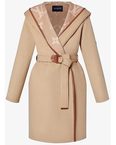 Louis Vuitton Hooded Double-faced Wool-blend Coat - Natural