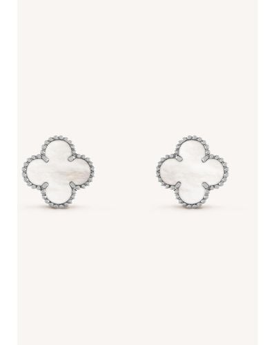Van Cleef & Arpels Women's White Gold Vintage Alhambra And Mother-of-pearl Earrings - Metallic