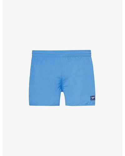 Speedo Brand-patch Mid-rise Recycled Nylon Swim Shorts - Blue