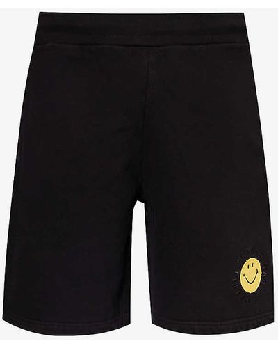 Market Smiley-appliqué Mid-rise Cotton-jersey Shorts - Black