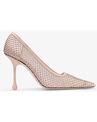 Jimmy Choo Ixia 95 Pointed-toe Mesh Heeled Courts - Pink