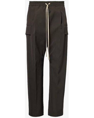 Fear Of God Flap-pocket Elasticated-waist Wool And Cotton-blend Trousers - Black