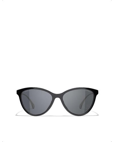 Chanel Ch5459 Cat-eye Acetate And Metal Sunglasses - Gray