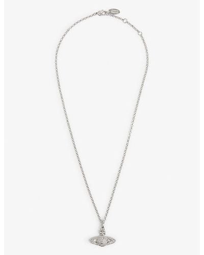 Vivienne Westwood Mini Bas Relief Brass And Cubic Zirconia Pendant Necklace - Metallic